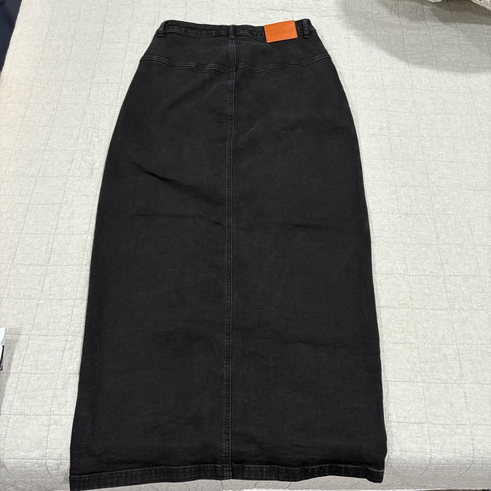 Princess Polly Eco Black Batkins Denim Maxi Skirt Size 8 - Picture 7 of 8
